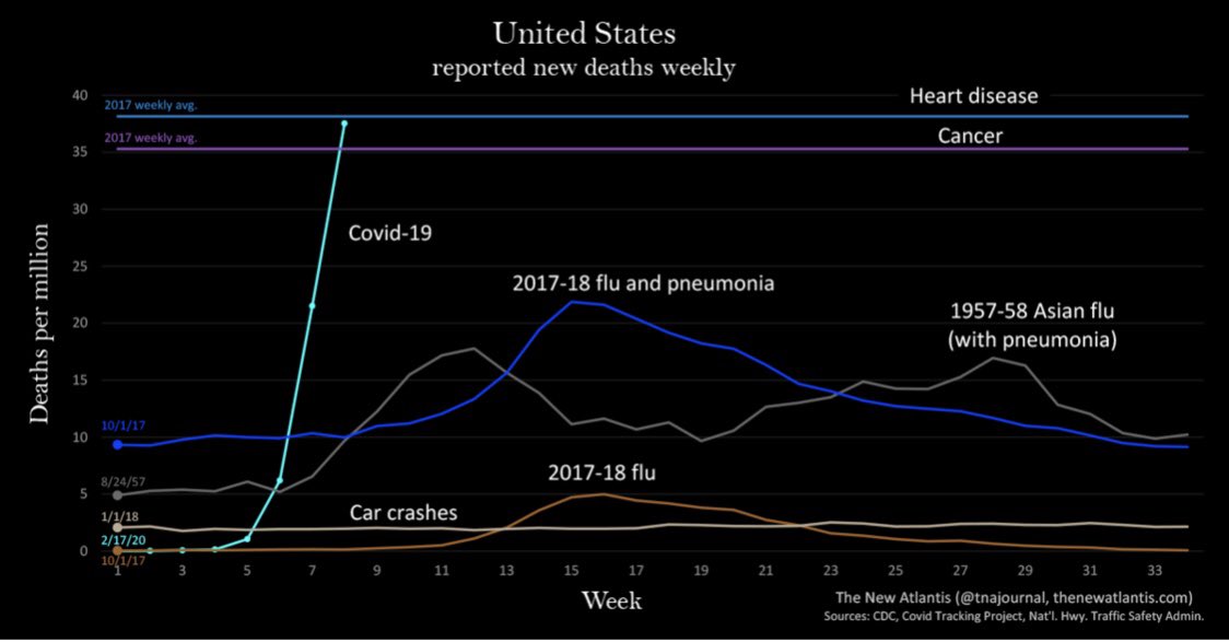 #COVID19   A graphic explanation on how COVID-19 is NOT just a bad flu or as dangerous as driving a car.