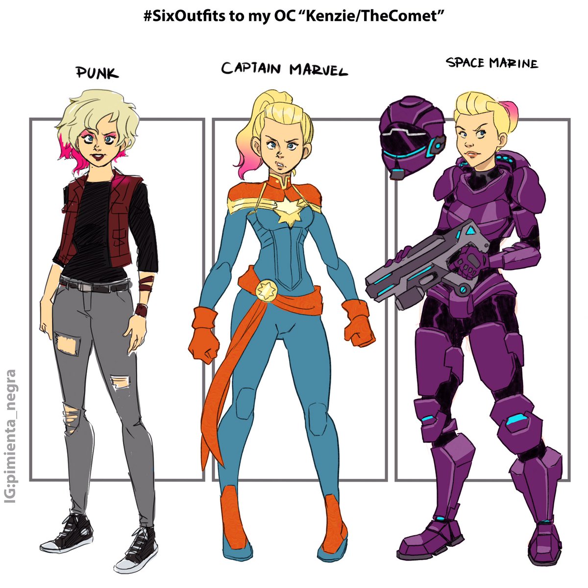 frandelgado's tweet image. Check out the #sixoufits challenge for Kenzie #thecomebook, @InsightComics 
Witch one is your favorite?⠀⠀⠀⠀
 #illustration #womenincomics #womeninanimation #art #ilovecomics #digitalart #artistofinstagram #digitalcolor #clipstudiopaint #sketcheveryday  #comicbookartist