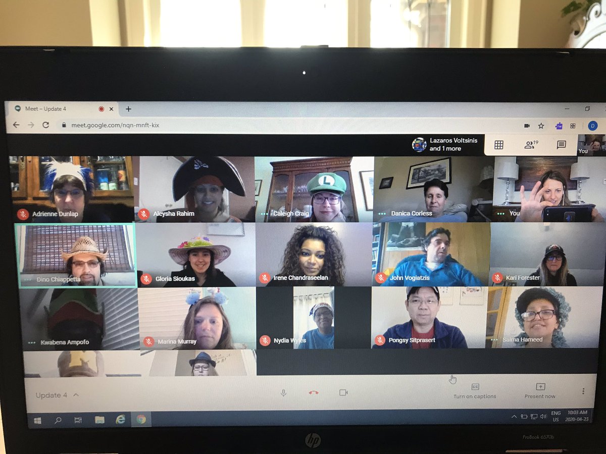 Crazy Hat day <a href="/NorthBendale/">North Bendale</a> google meet staff meeting this morning!