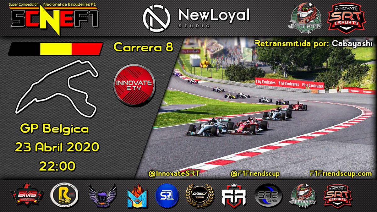 DesignArtStudio's tweet photo. Esta noche llega la última carrera de la #SCNEF1 con la disputa del #BelgicaGP
A partir de las 22:00h te lo cuenta en directo @ISRT_Cabayashi para despedir esta #TemporadaIX
@F1Friendscup
@NewLoyalStudio https://t.co/8xumVFxiRD