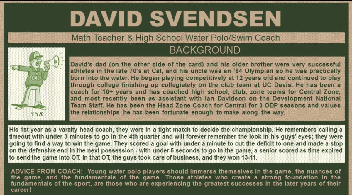 Spotlight Coach of the week! <a href="/dsvendsen15/">David Svendsen</a> of <a href="/ODPCentralZone/">Central Zone ODP</a> in California. Thank you David for your leadership and dedication to the program! <a href="/USAWP/">USA Water Polo</a>