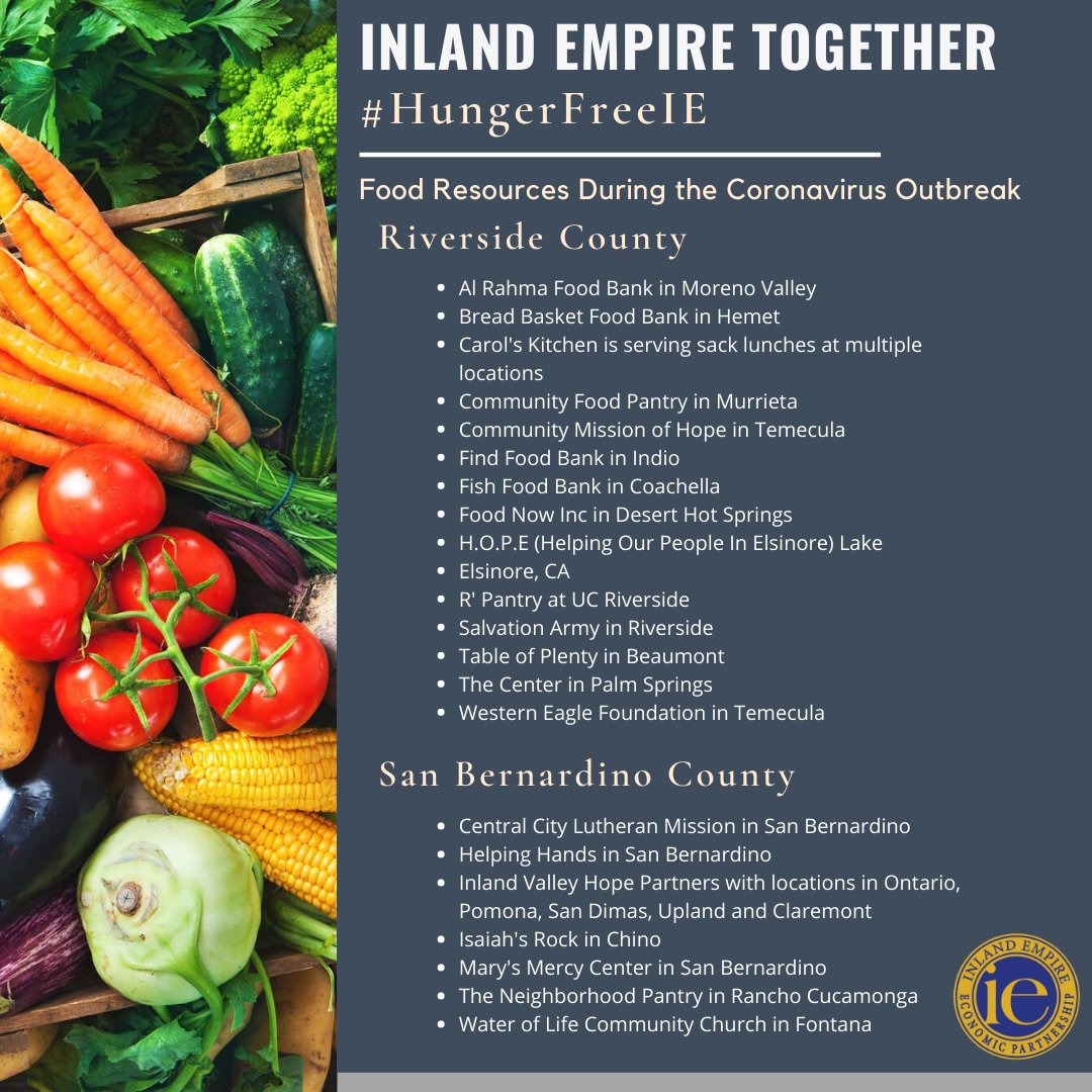 IEEP_'s tweet photo. Inland Empire Together: #HungerFreeIE

Please share the resources below to ensure food is given to families in need during the #COVID19 pandemic.

@FeedingIE - https://t.co/97VbVCO9k9

@HelpingHandsIE - https://t.co/YHNCzEgoct

#InlandEmpire Remember, we are in this together! https://t.co/jSqjVZKCun