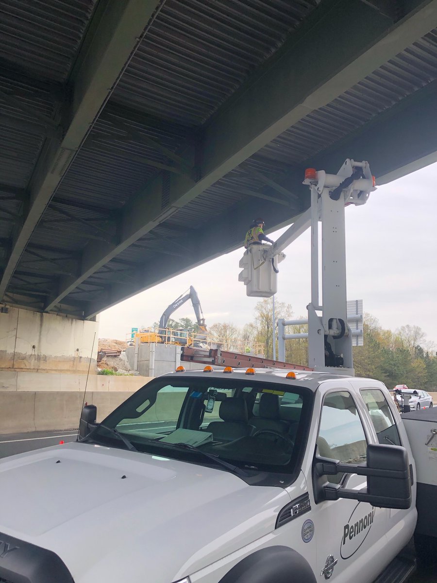 nbuttorff's tweet photo. The @pennoni NBIS Bridge Inspection Team is everywhere in DE today. 4 teams completing @DelawareDOT Bridge Safety Inspections. Practicing #socialdistancing whenever possible and using proper PPE when 2 people are needed in the bucket. #onestopshop #safebridges #whypennoni https://t.co/QHuuq425Hn