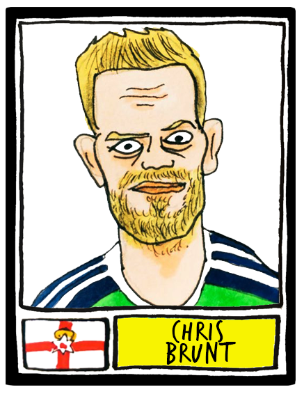 NORTHERN IRELAND - with apologies, we are drawing you 36 wonky Norn Iron icons coming up, drawn with a degree of enthusiasm unmatched by our skills. Thought we'd kick off with Chris Brunt as he's a normal looking guy and oh no lookRTs appreciated SUGGESTIONS NEEDED 