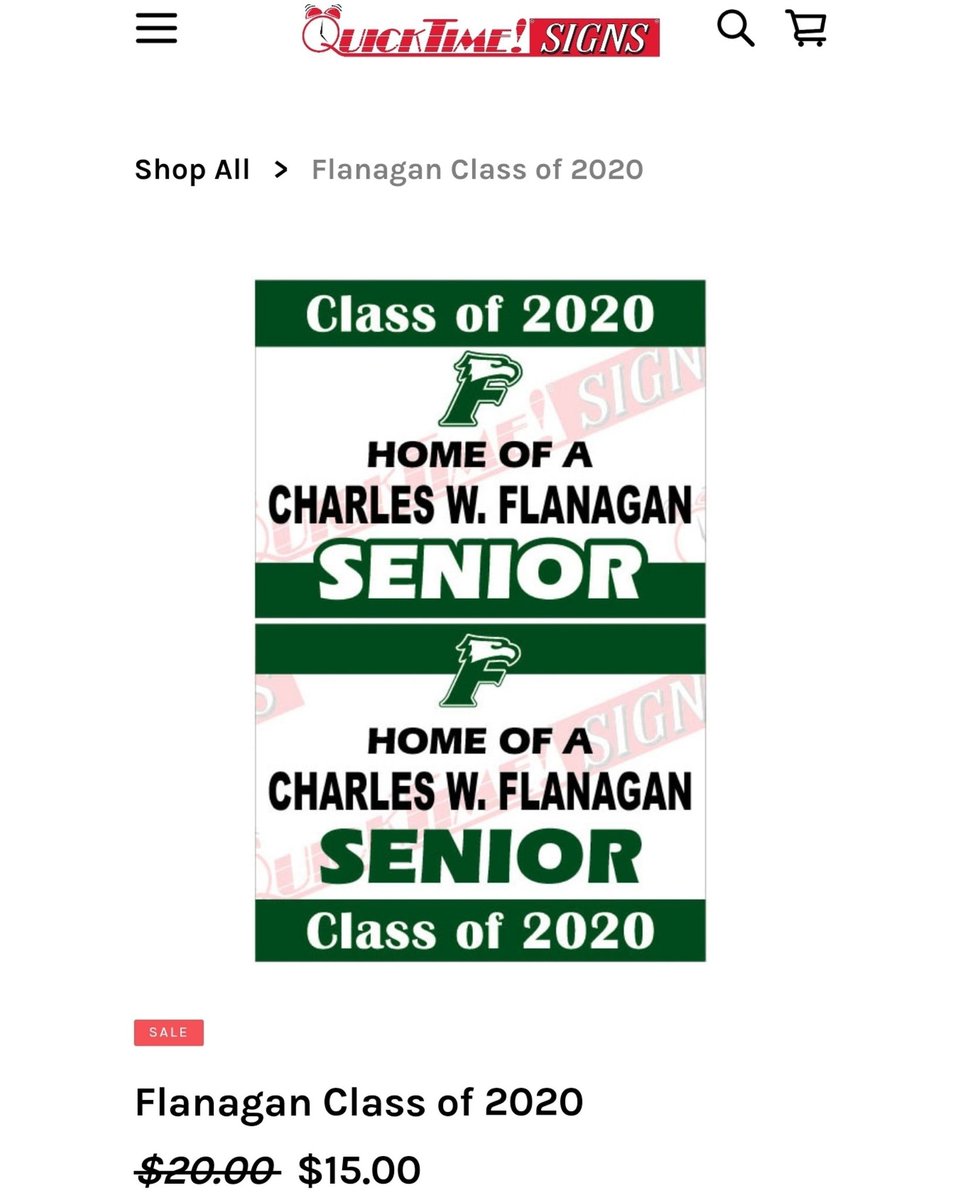 flanagan2020's tweet photo. Seniors, if you would like to purchase a Flanagan Senior lawn sign, Quick Time Signs can deliver. The link will be in our bio. https://t.co/wNNxLoKvRV