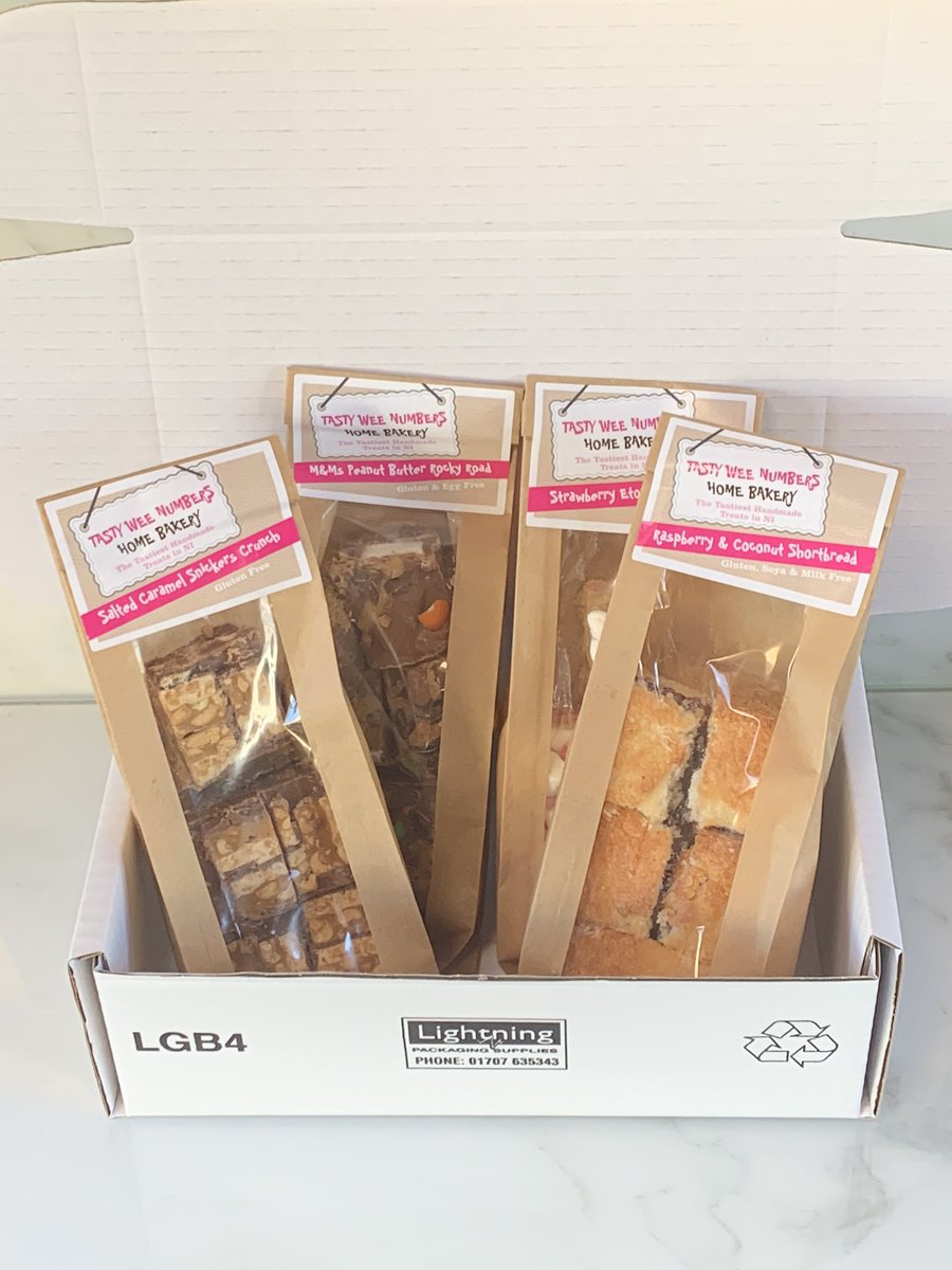TastyWeeNumbers's tweet photo. We are offering mail order boxes of traybakes &amp; granola to any address in Northern Ireland &amp; UK. From £9.10 inc p&amp;p they’re an ideal way of sending a hug in a box to a friend, family member or even just for yourself. Please visit our Facebook page for details on how to order. https://t.co/vphTmbwTvv