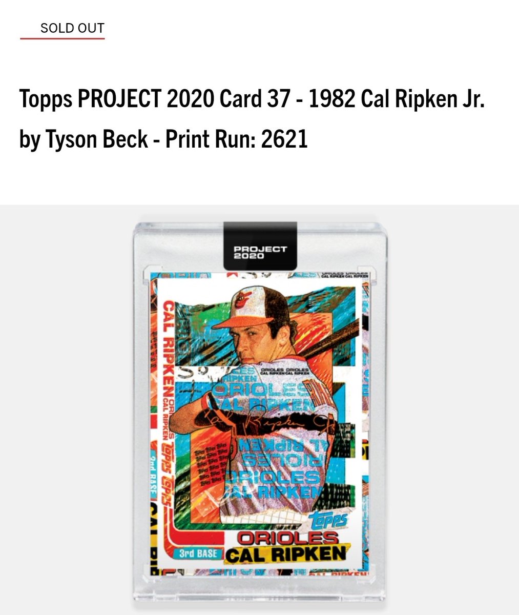 Print runs for Day 19 of  #ToppsProject2020#37 Cal Ripken Jr. by Tyson Beck - 2,621#38 Dwight Gooden by Ermsy - 1,864