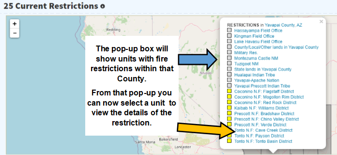 3/5 On  http://FireRestrictions.us/az , one you choose a County you can see which units have  #firerestrictions (colored squares). From that pop-up you can select a specific unit.  #AZFire