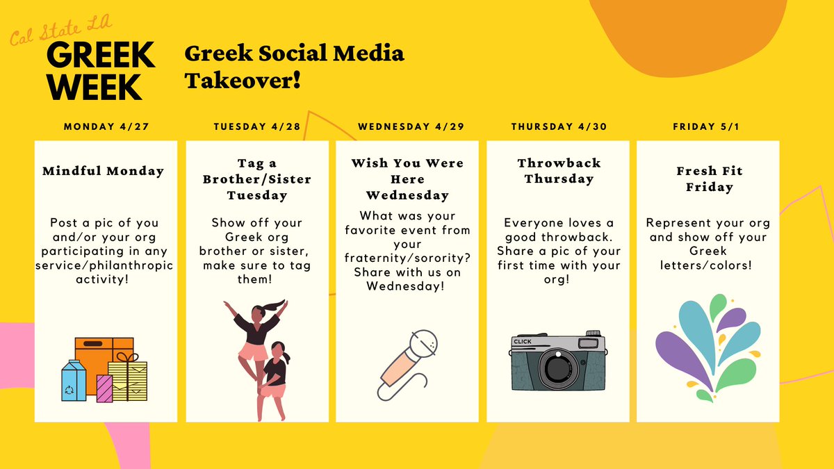 CSI Cal State LA (@csicalstatela) on Twitter photo What better way to join in community during this time than a virtual Greek Takeover?! Join us next week as we'll be hosting a Virtual Greek Week on our IG! Post your pics, share your stories & be sure to tag us! #LAGreeks #CSULAGTO
Instagram:
@calstatelagreeks
<a href="/csicalstatela/">CSI Cal State LA</a> What better way to join in community during this time than a virtual Greek Takeover?! Join us next week as we'll be hosting a Virtual Greek Week on our IG! Post your pics, share your stories & be sure to tag us! #LAGreeks #CSULAGTO
Instagram:
@calstatelagreeks
<a href="/csicalstatela/">CSI Cal State LA</a>