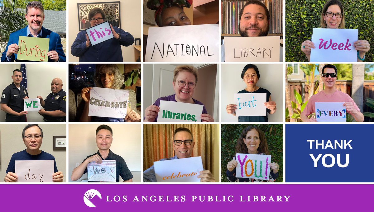 BiblioSzabo's tweet photo. Our #NationalLibraryWeek thank you to the awesome staff of @LAPublicLibrary! https://t.co/K0Txhgq18n
