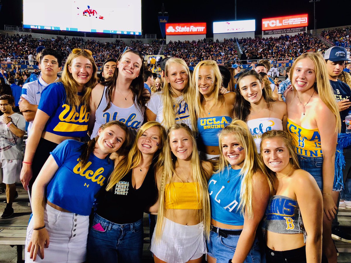 saaucla's tweet photo. It’s #BruinFriday tomorrow! We’re missing our amazing sports teams this week, so post a picture from your favorite @uclaathletics event and tag 3 friends! Swipe through to check out of some of our spirited Bruins at sporting events over the last few years 💙💛 https://t.co/YhYTmk3DvL