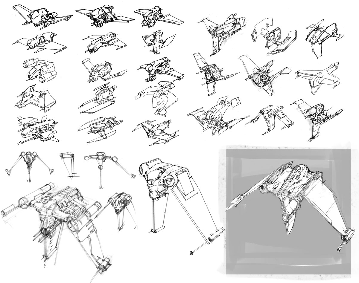 Greg Knight: "I didn’t, but jumped at it. Here is a page of sketches that led to the final." ( https://gregknightart.wordpress.com/2010/08/27/star-wars-clone-wars-torrent-fighter/)We can clearly see the evolution of design: