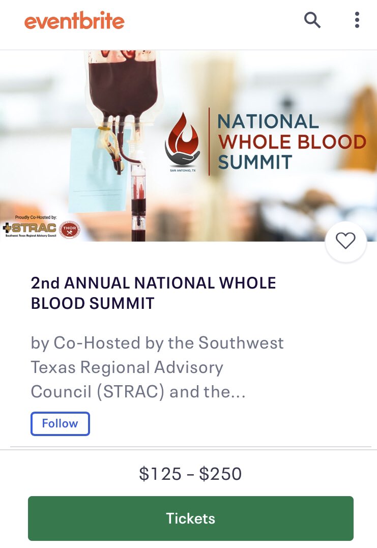 We are having to postpone the 2nd Annual National Whole Blood Summit on June 15th, 2020, in San Antonio. 
We’ll share information on the reschedule as it becomes available. #LTOWB