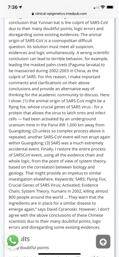  https://clinical-epigenetics.imedpub.com/flying-fox-the-animal-origin-of-sarscov.php?aid=21921 Seems “nature news” is ASSHOE But fauci knows that already.