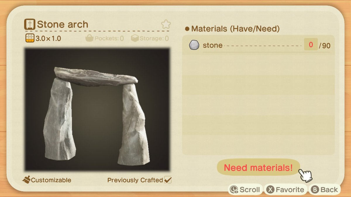 stone arch- sells for 13,500 bells- 90 stones sell for 6,750
