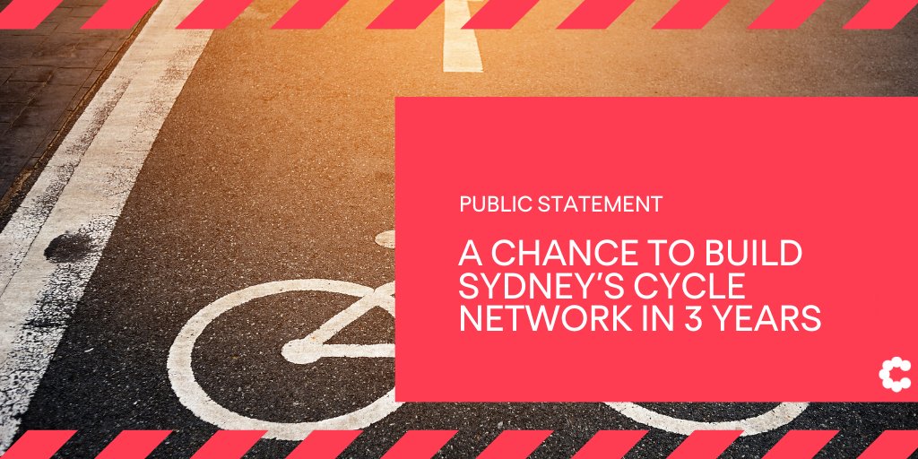Committee4Syd's tweet photo. As other global cities like Milan, London and Paris convert road space to cycling paths, we're calling for the NSW Government to accelerate its plans to build Sydney's cycle network in 3 years. Read the full public statement here: https://t.co/KPW3SSfIZ5 https://t.co/wFwlJPvCxa