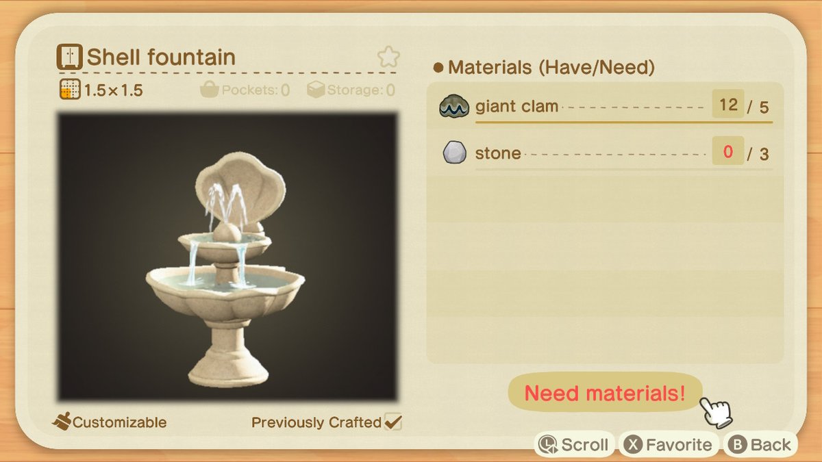 shell fountain- sells for 9,450- materials sell for 4,750