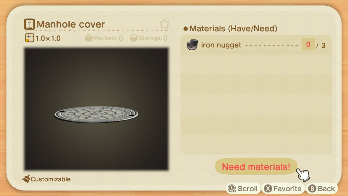manhole cover- sells for 2250- 3 iron nuggets sell for 1,125
