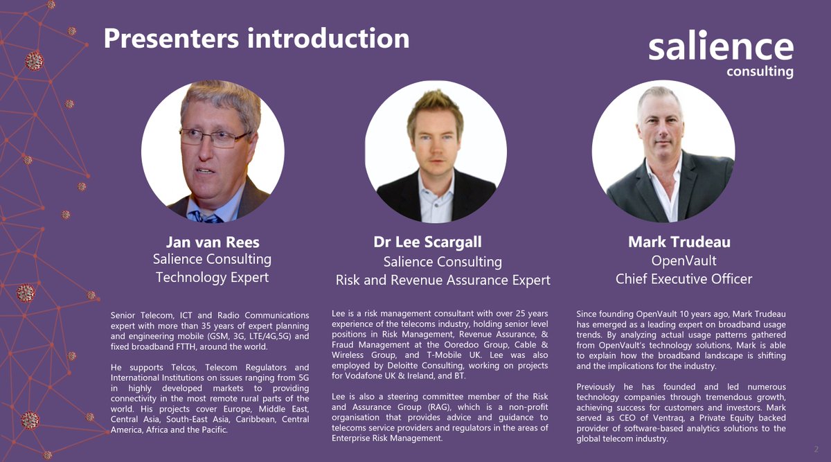 Thank you to everyone who attended our Webinar on Monday April 6th which discussed COVID-19 and its potential impacts on telecommunication providers. Thank you also to Mark Trudeau from <a href="/OpenVault/">OpenVault</a> for being our guest speaker!