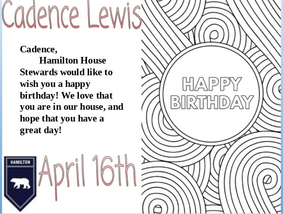 TNHSBears's tweet photo. Happy Birthday Cadence Lewis!! #HappyBirthday #GoBears https://t.co/r7bjCsLt8q