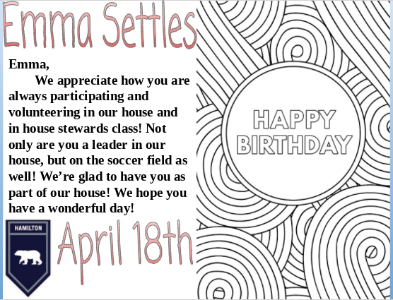 TNHSBears's tweet photo. Happy Birthday Emma Settles!! #HappyBirthday #GoBears https://t.co/4umvRNfRFv