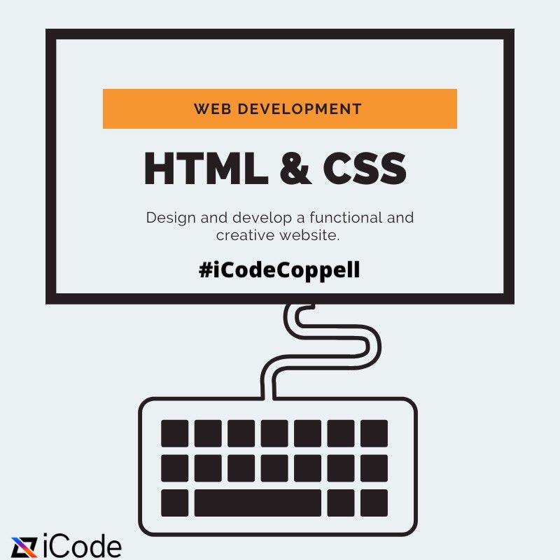 iCodeCoppell's tweet photo. 🗣You asked for it, and we listened! BRAND NEW #iCodeCoppell ONLINE COURSE on WEBSITE 💻 DESIGN begins on 🎯Monday! 
Click the link in bio for class info and schedule. 
Gain hands-on experience with HTML and CSS, learning the key tools needed to build a simple website. https://t.co/Gko4WpbjWB