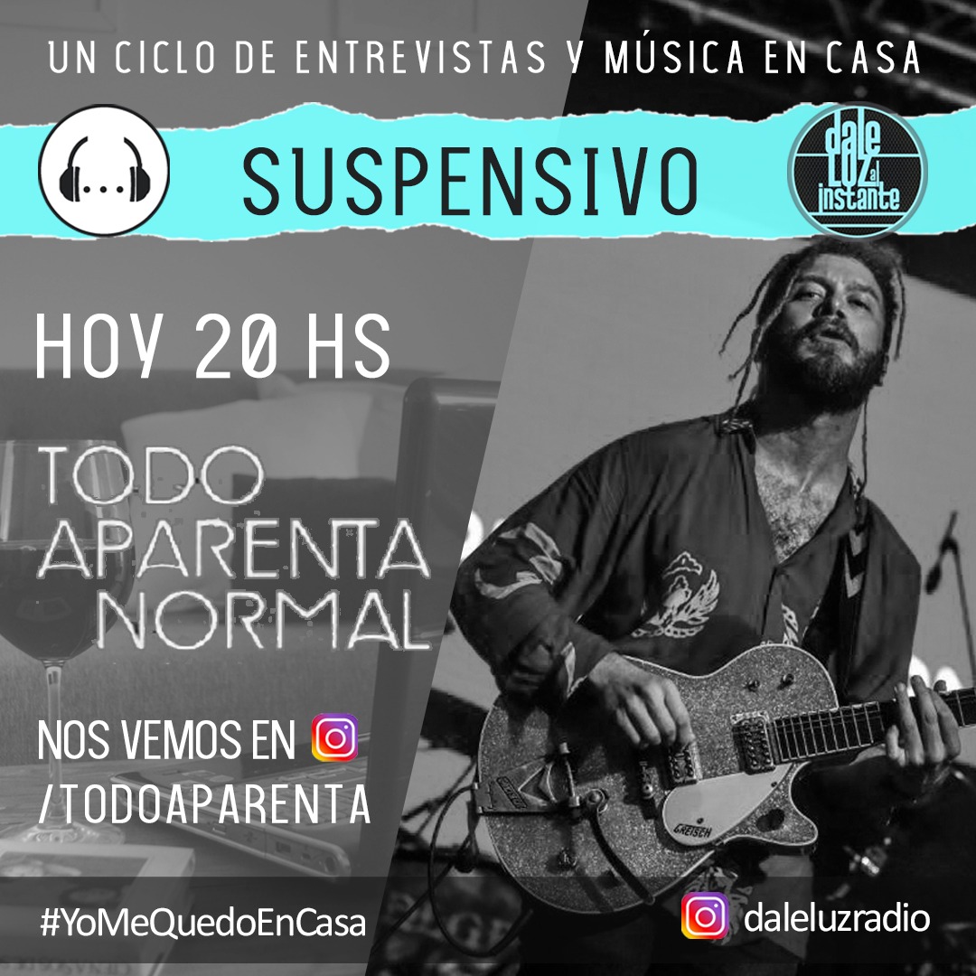 Seguimos en #Suspensivo a todo ritmo y a turno doble. Primero, desde las 20, nos juntamos en el IG de Todo Aparenta Normal para charlar un rato con Nicolás Alfieri. 

🕗 20 hs - instagram.com/todoaparenta

#YoMeQuedoEnCasa