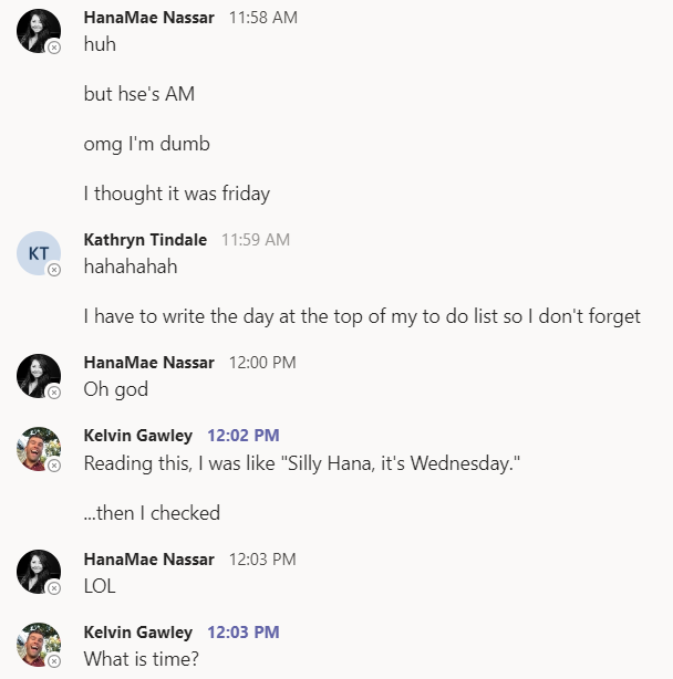 HanaMaeNassar's tweet image. Work conversations #whatistime