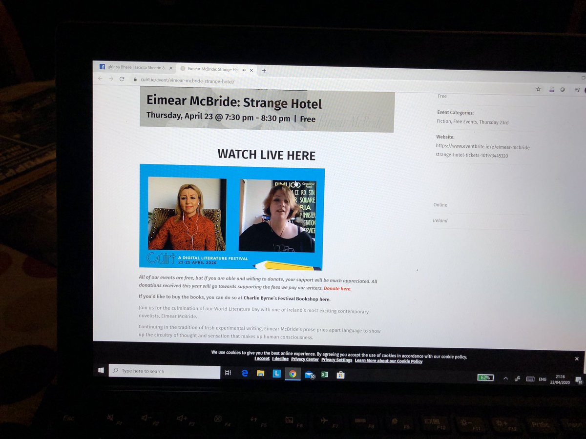 IRLeoconnell's tweet photo. ๐ Wow! The Westโs awake tonight! Great interview with author Eimear McBride @CuirtFestival๐ Galway! And, rocking ๐ธ tunes @glorennis. #IrishCreativity at its best! All relished from Irish Residence @IrlEmbWarsaw @artscouncil_ie ๐ https://t.co/EPa7xF25U1
