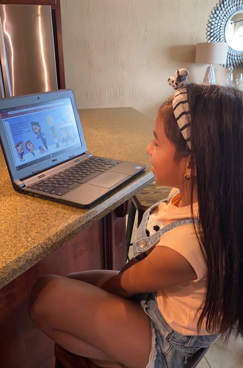 One of my students completing her daily ready! I am so thankful for the online reading platforms that my kids can use at home!! 📚#cisdrocks #cityview