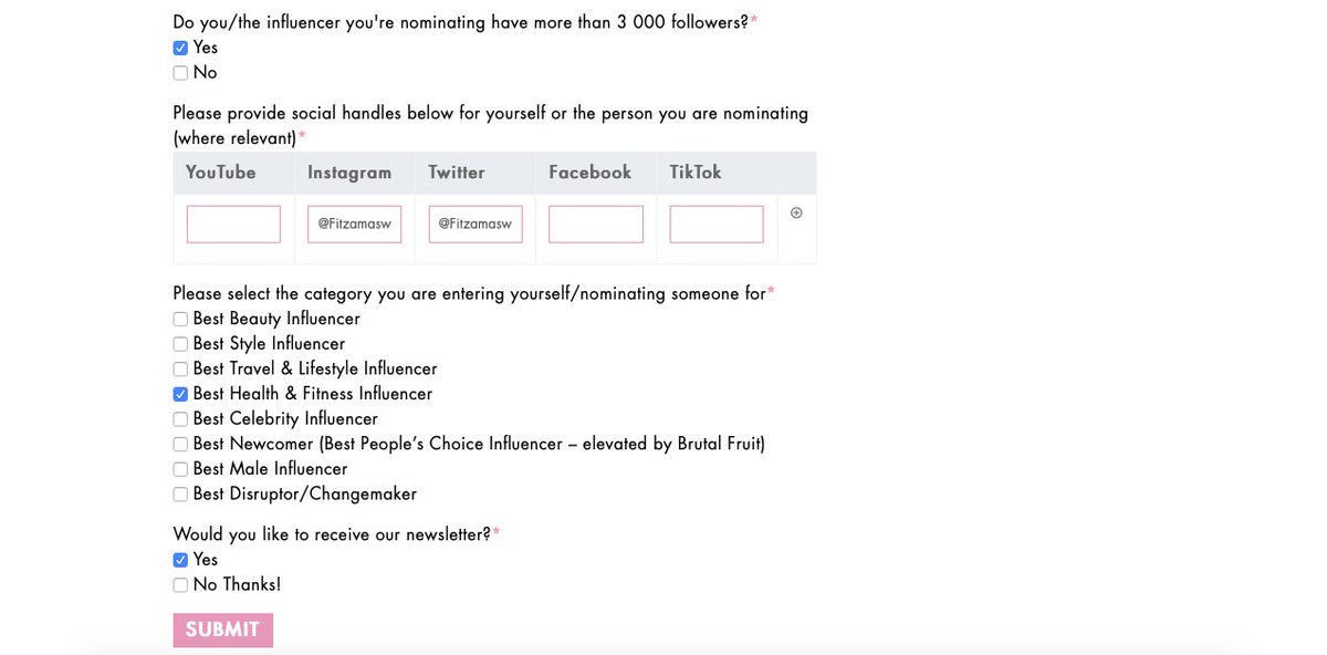 Just finished nominating @Fitzamaswazi for Best Health and Fitness Influencer. Counting on you to do the same. Follow link below! 

cosmopolitan.co.za/win/cosmo-infl…

#BychbodysCelebrates #cosmoinfluencerawards