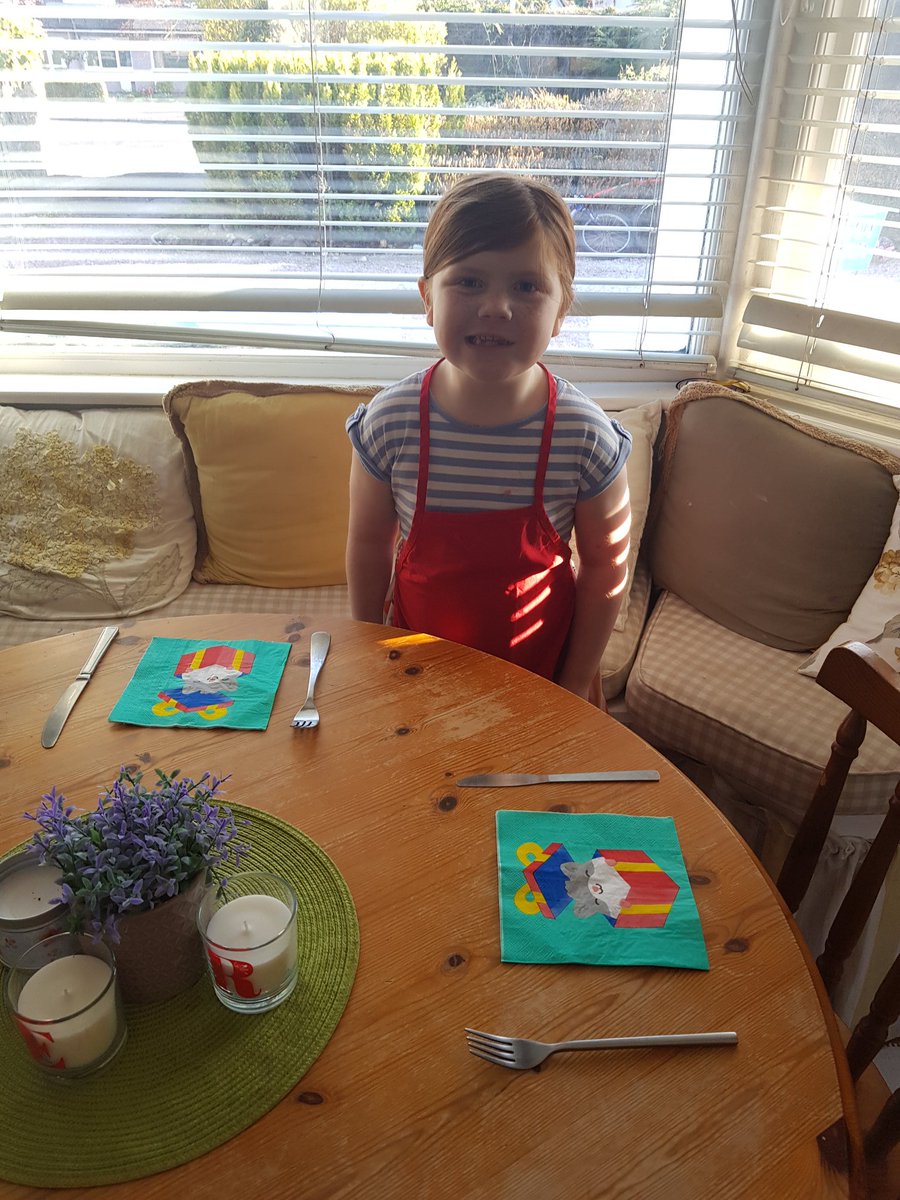 EilzMac's tweet photo. Millie opened her own 'Italiano' restaurant tonight, she set the table, made signs, wrote a menu & took orders. She even managed to pocket £4 in tips 😊
@MrsH_DP #RolePlayLearning https://t.co/eX76EzOmu0
