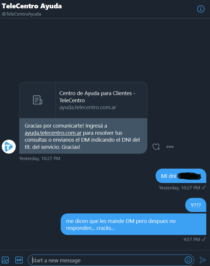 alewas's tweet photo. @TeleCentroAyuda @TeleCentroAr Definitvamente conviene darme de baja... ya no les doy mas chances!!! #telecentro #sinservicio #sininternet #telecentroar https://t.co/uxVyE4oMTg
