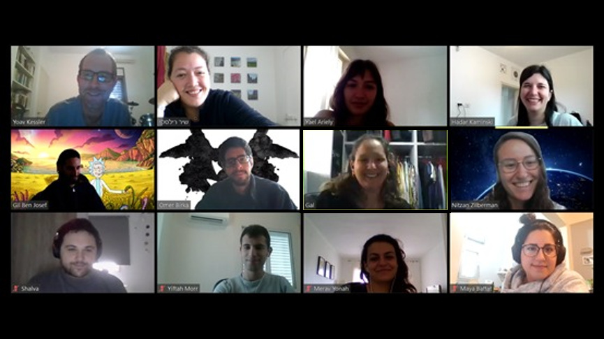 GalNir5's tweet photo. Virtual lab meeting :)
Thanks @SRylski for a super interesting presentation. 

@yoav_kessler, @KaminskiHadar,  @GBenJosef, @BirkaOmer, @nitzanzi, @MeravYonah, @BattatMaya, Shalva, Yiftah, and Yael 

 #CoronaDays https://t.co/qtgVToZiyw