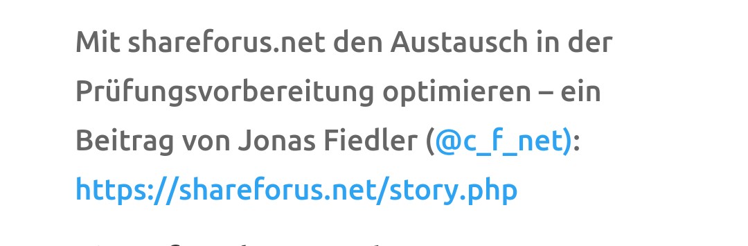 Ich bin mit shareforus.net jetzt auch in der Tool Liste von den @bildungspunks . 

Vielen Dank für die Aufnahme @iqberatung 🙏👐😃

#twitterlehrerzimmer #twlz #edupnx #edchat #edchatde