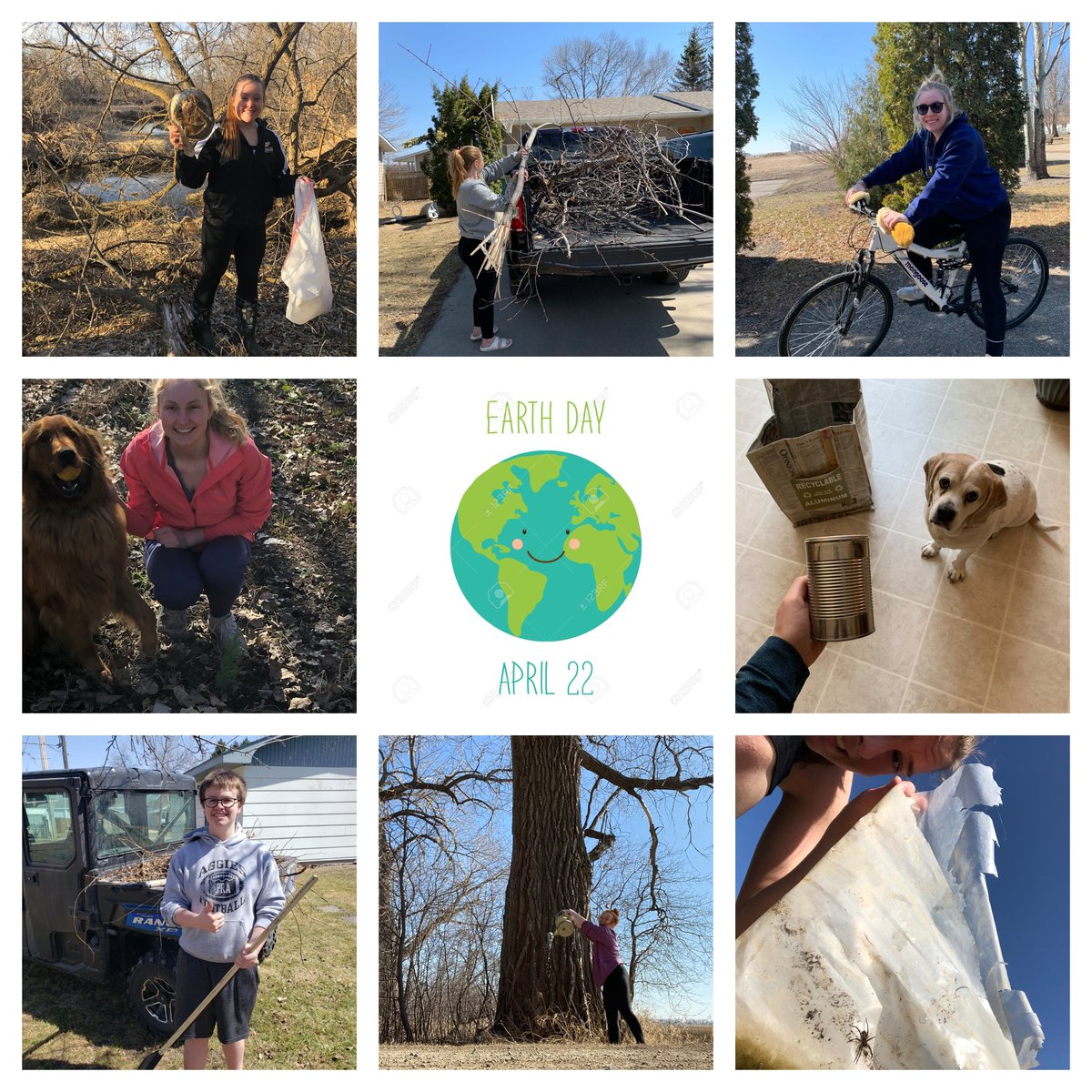 MissBScience1's tweet photo. Challenged my kids to celebrate #EarthDay yesterday by sending me a picture of them doing something good for the environment and they did not disappoint... got everything from reusable water bottles to planting trees and more! #rollPRide #PRASlearns @ParkRiverAggies https://t.co/fuI0OFQxzl