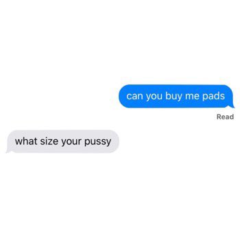 caos characters as the "can you buy me pads" texts