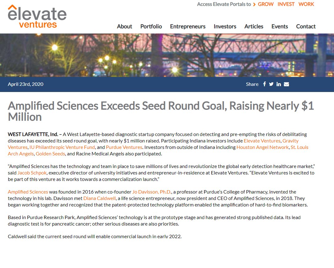 AmpSciences's tweet photo. Announcing our Seed Round close today- fueling technical and clinical validation efforts for our lead #IVD diagnostic. THANK YOU @ElevateIN @PurdueResFound Ventures  @IUVentures @GoGravity @Houston_Angels @StlArchAngels  https://t.co/bdlGb8Ho0u https://t.co/5XpbpSx0Oc