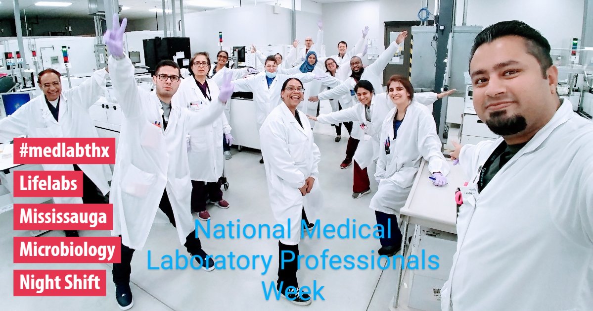 MLPAOnews's tweet photo. Thanks to this Microbiology team at @LifeLabs Mississauga and all you other Medical Laboratory Professionals headed off soon to work the night shift! Lab Teams work night and day to keep us healthy. #medlabthx #mlw2020ON #labweek2020 #virtuallabweek https://t.co/bAQqZ4sdkG