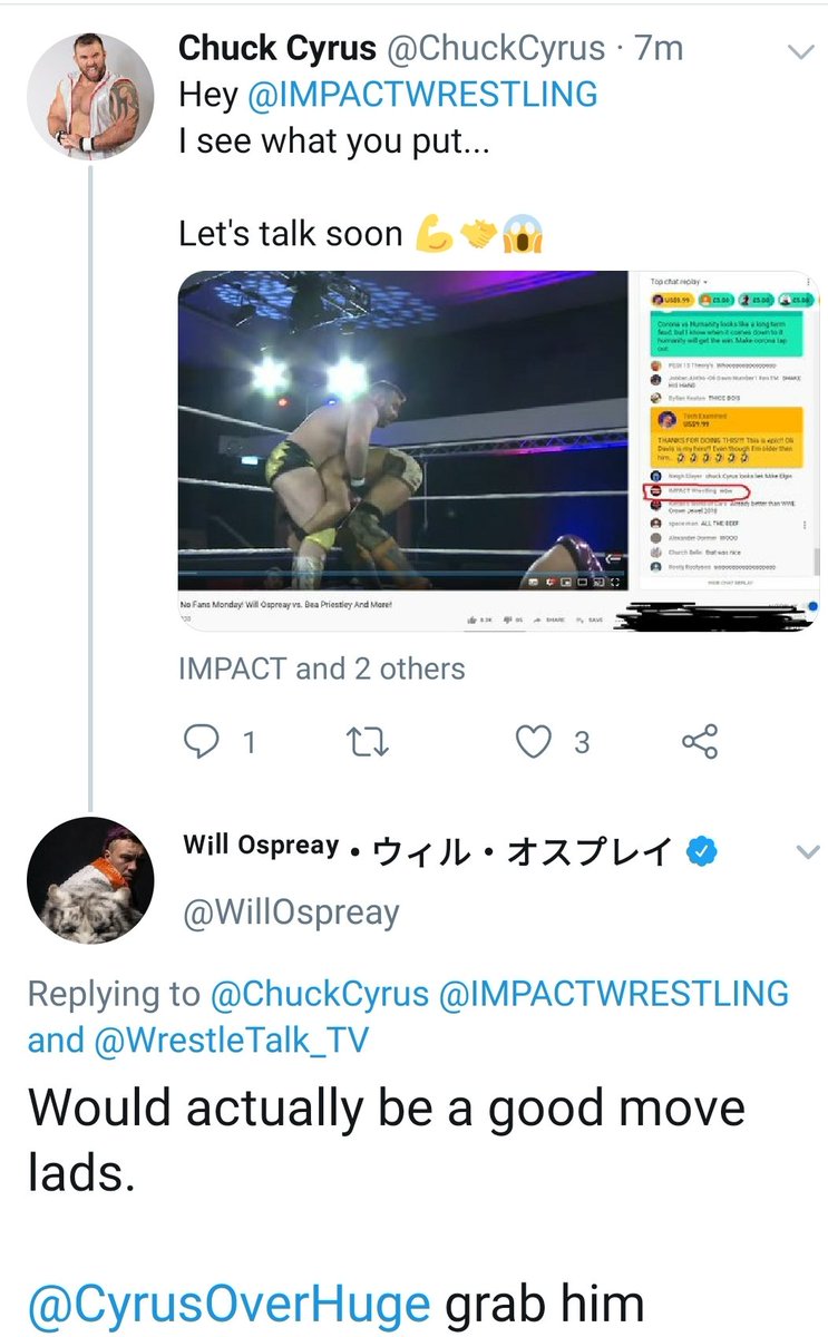 ChuckCyrus's tweet photo. @IMPACTWRESTLING Hey guys it's the guy who power bombed everyone for the #nofansmonday show.
Can I get a contact to message please dm me
#staymassive https://t.co/VoTkkEwnzu