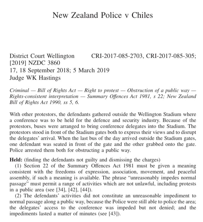 See Police v Chiles [2019] DCR 645, where the (un)reasonableness aspect did a lot of work, including channeling other rights and glossing rights of passage.
