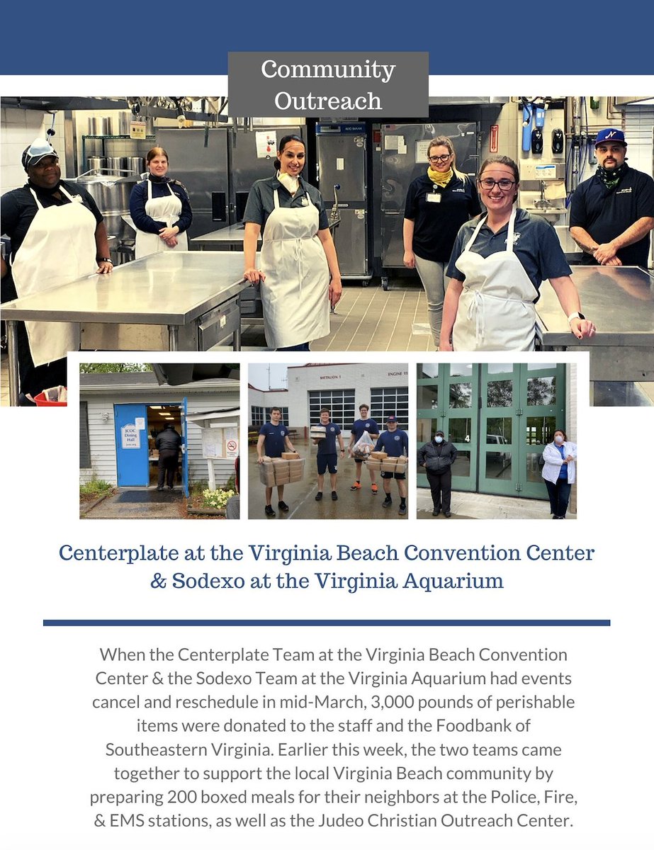 sodexo_live's tweet photo. We support our @Centerplate and @SodexoUSA teams at the @VABeachCC and @VAAquarium who are doing their part to support the local community during these trying times. https://t.co/5DSBbPc44k