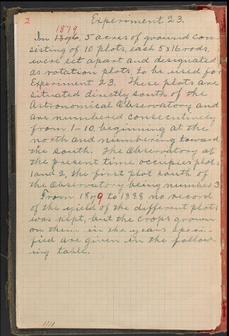 Recently, the original notebook of Professor George Morrow was discovered! It contains notes from the founding of the Morrow Plots, the first experimental crop field in the US. Thanks to <a href="/FunkACESLibrary/">Funk ACES Library</a> making it available here: bit.ly/2RZWLue
