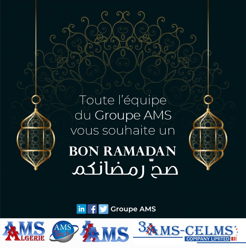 AMS_Groupe's tweet photo. On the occasion of the holy month of #Ramadan Group AMS CEO sends you his best wishes, may it bring you good health, joy &amp; prosperity. A special royal salute and imperial congratulations to #workers mobilized during this difficult time for all of us #RamadanMubarak #رمضان_مبارك https://t.co/3ejRMC4JBY