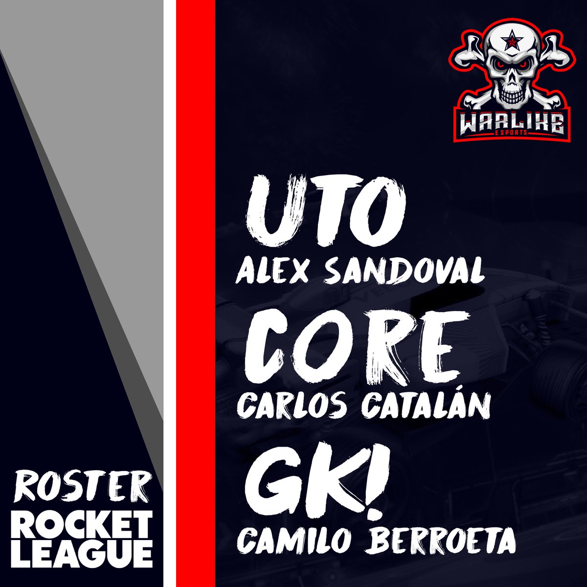 WarlikeSports's tweet photo. Les presentamos nuestro roster oficial  de Rocket League. Le damos la bienvenida al equipo y éxito en sus partidas #GOWRL

#rocketleague #esports #team https://t.co/5jigtlghuy