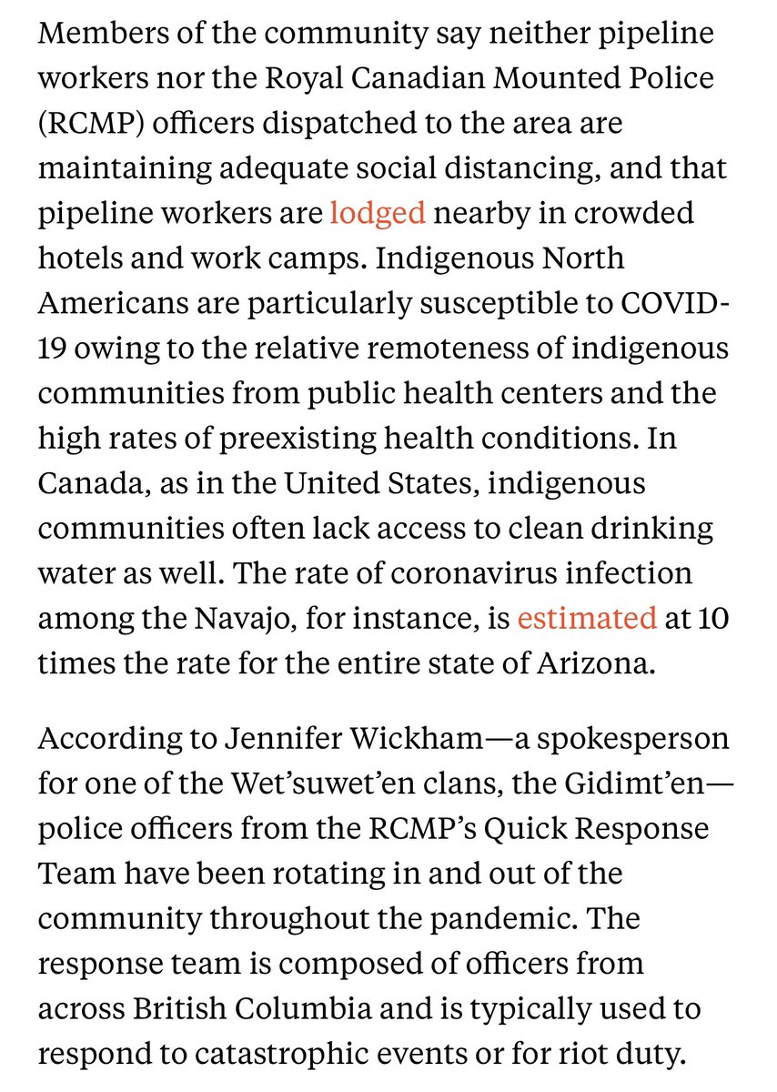 Not only is the pipeline being built against many of the Wet’suwet’en peoples wishes, but construction continues despite there being a global pandemic.It is being reported that there are little to no safety precautions being taken in regards to COVID-19.