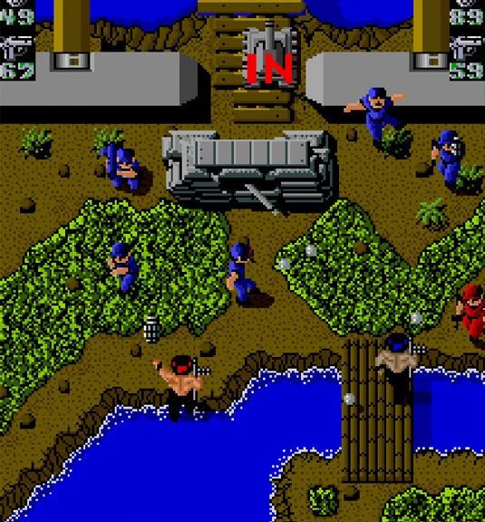 I need some help identifying an arcade game I used to play back in 1987. It was in the style of Ikari Warriors (Rambo-esque gunner), but the POV was like Space Harrier. Any ideas?
