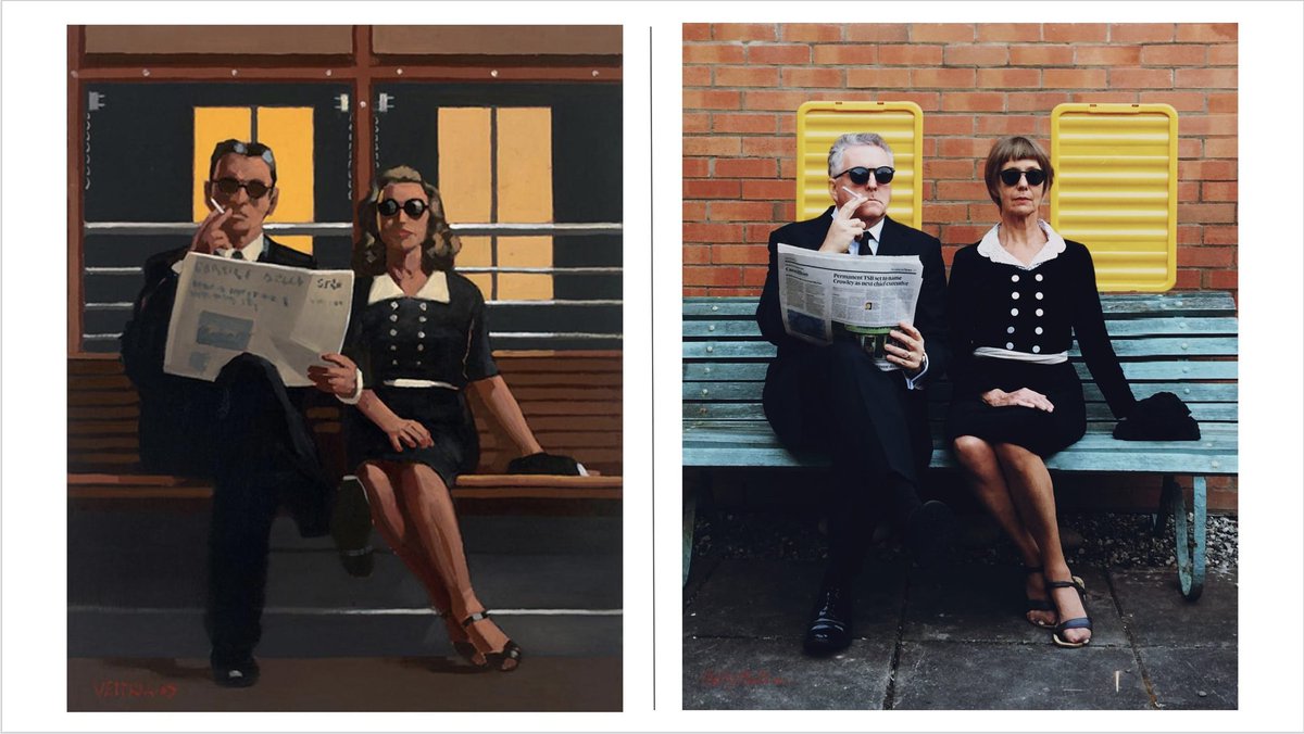 Day 36A Very Married Couple by Jack Vettriano, 2010.A Very Married Couple by Molly O'Cathain, 2020. #parentalpandemicportraits