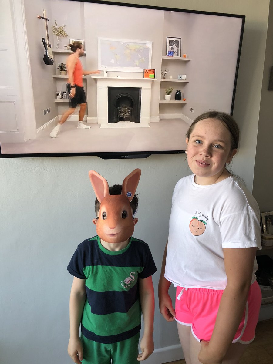 deborahhowell3's tweet photo. @thebodycoach please can you say happy birthday to Our son Isaac from Swansea, he will@be 8 on Sunday and he’s loved your PE lessons, we all have!! 😊photo bunny mask which is worn for all@bunny hops!! https://t.co/dFt3O4BSSR