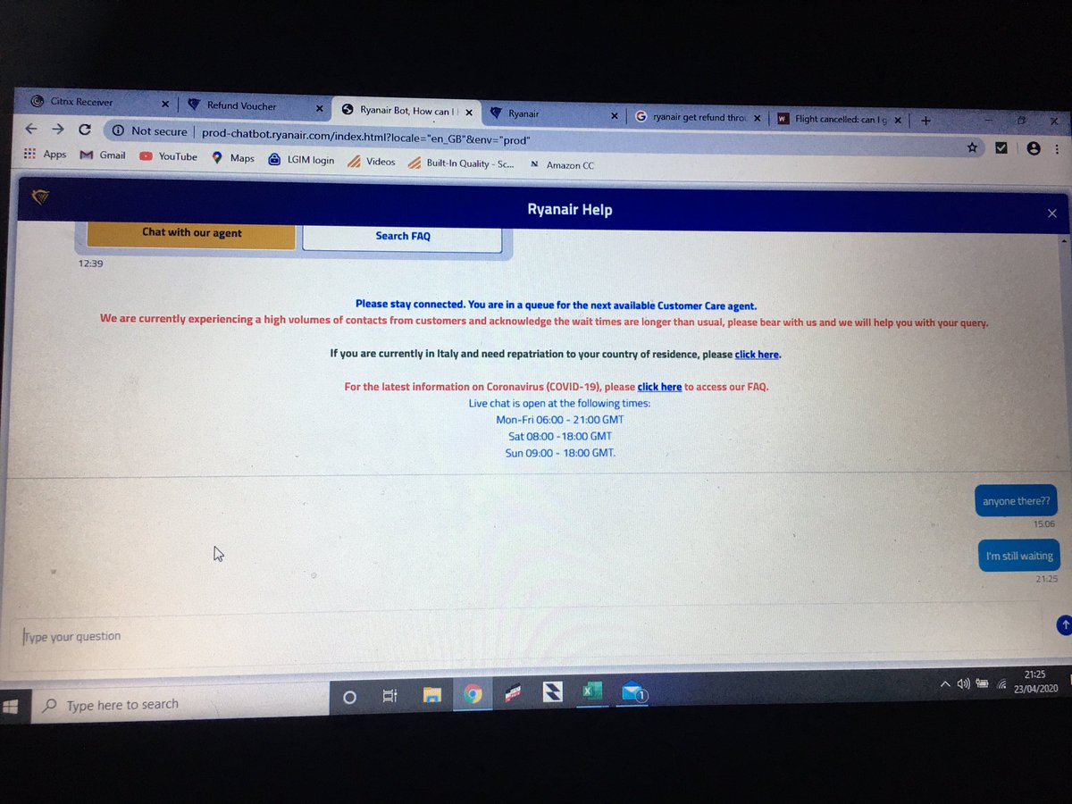 billhackshall's tweet photo. @Ryanair I requested a refund for my cancelled flights on 10/4. You emailed me today offering a voucher, or to submit another form. When I follow the link it is a generic page with no info in refunds. I tried your chat function, but waited 9 hours with no response. 😔 https://t.co/HQK838yb6T